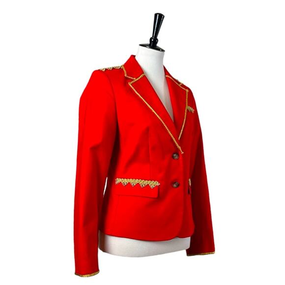 Tommy Hilfiger Blazer Military Style 2 Button Red Gold Braiding Women’s Size 6 - Picture 2 of 16